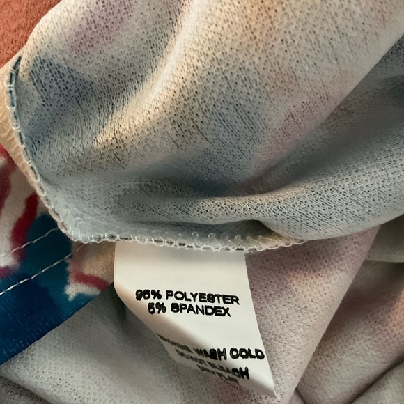 🐝 IZURIA Pink & Blue Floral Button-Accent Long Puff-Sleeve Top NWOT Size M - Picture 6 of 7